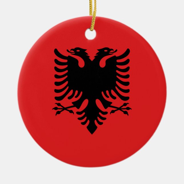 Flag of Albania - Flamuri Kombëtar - Albanian Flag Ceramic Ornament (Front)
