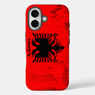 Flag of Albania "Grunge" Look iPhone 16 Case