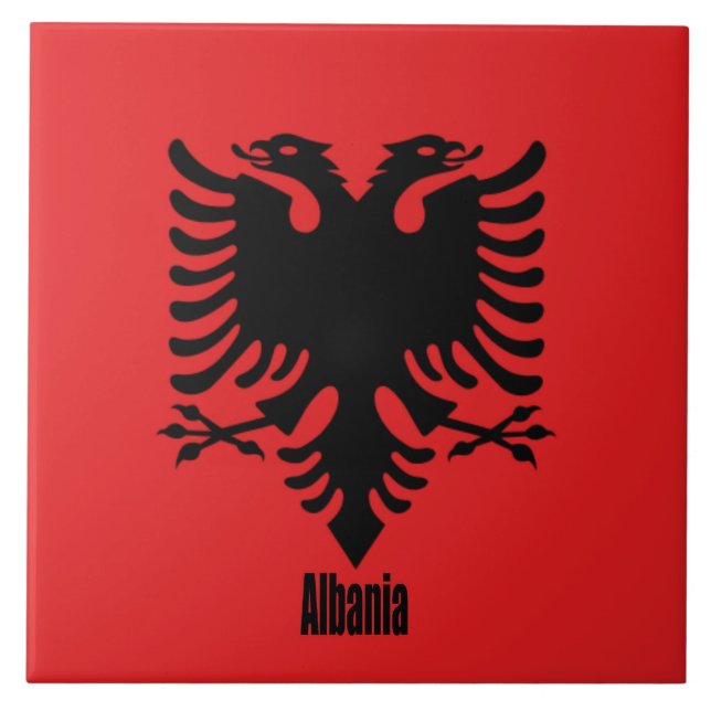 Flag of Albania, labelled Ceramic Tile (Front)