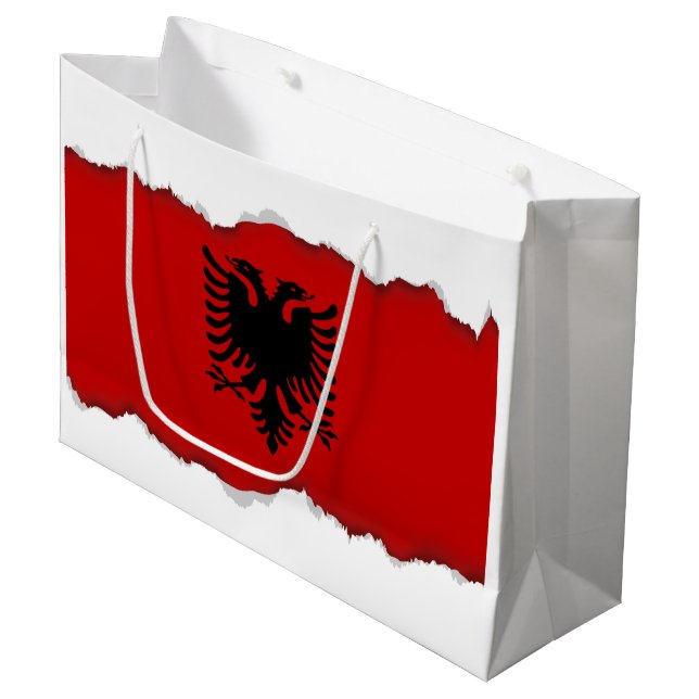 Flag of Albania Large Gift Bag (Front Angled)