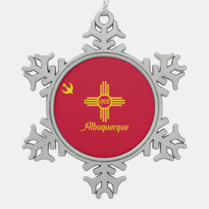 Flag of Albuquerque, New Mexico Snowflake Pewter C Christmas Ornament