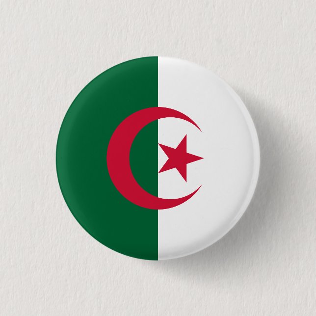 Flag of Algeria 3 Cm Round Badge (Front)