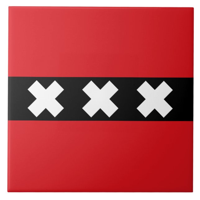 Flag of Amsterdam Ceramic Tile (Front)
