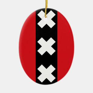 Flag of Amsterdam Ceramic Tree Decoration