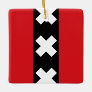Flag of Amsterdam Ceramic Tree Decoration