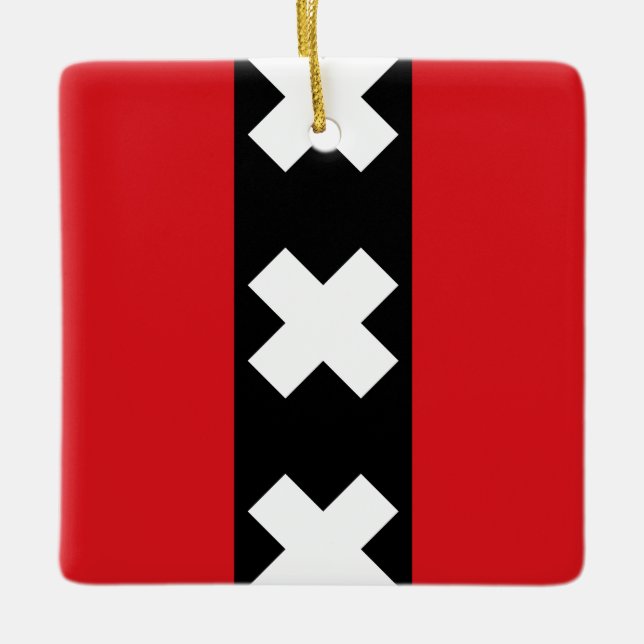 Flag of Amsterdam Ceramic Tree Decoration (Front)