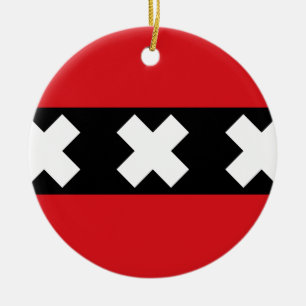 Flag of Amsterdam Ceramic Tree Decoration