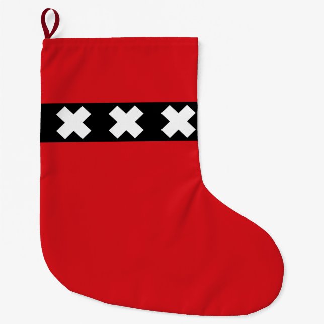 Flag of Amsterdam Large Christmas Stocking (Front)
