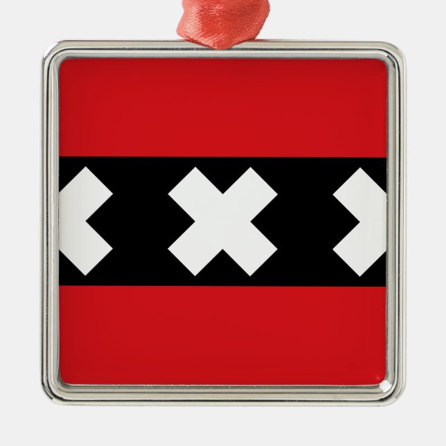 Flag of Amsterdam Metal Tree Decoration (Front)