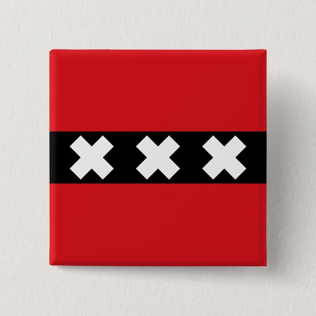 Flag of Amsterdam, Netherlands 15 Cm Square Badge (Front)