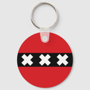 Flag of Amsterdam, Netherlands Key Ring