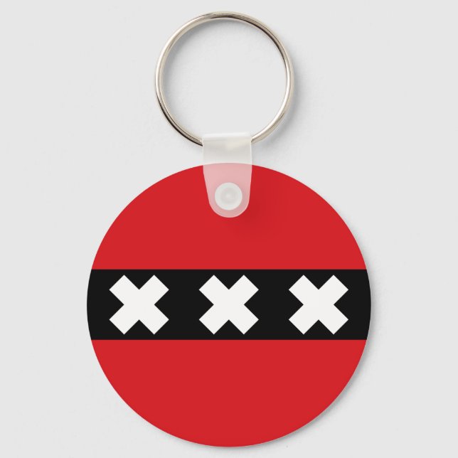 Flag of Amsterdam, Netherlands Key Ring (Front)