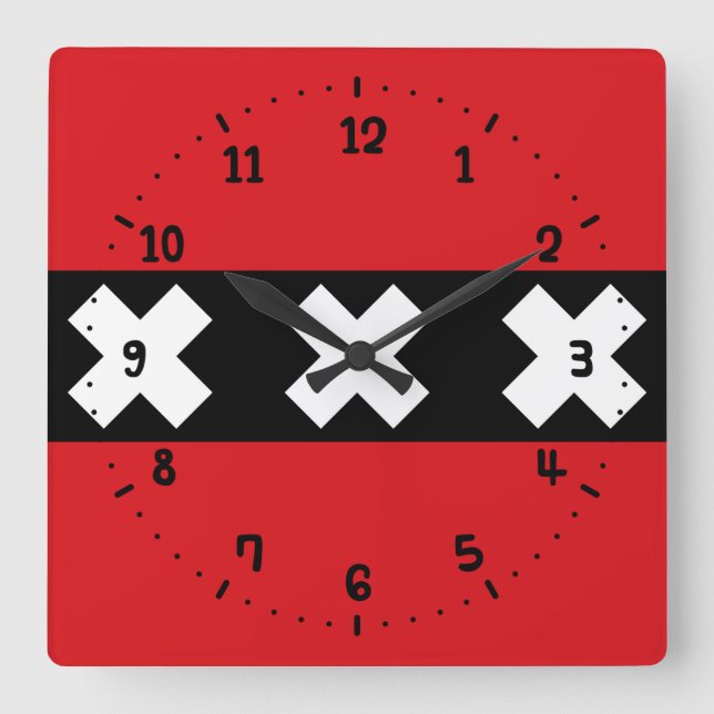 Flag of Amsterdam, Netherlands Square Wall Clock (Front)