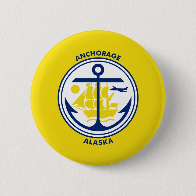 Flag of Anchorage, Alaska Pinback Button (Front)