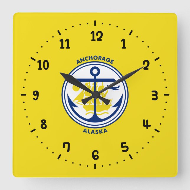 Flag of Anchorage, Alaska Square Wall Clock (Front)