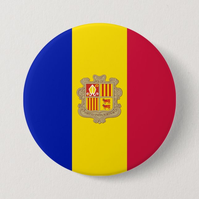 Flag of Andorra 7.5 Cm Round Badge (Front)