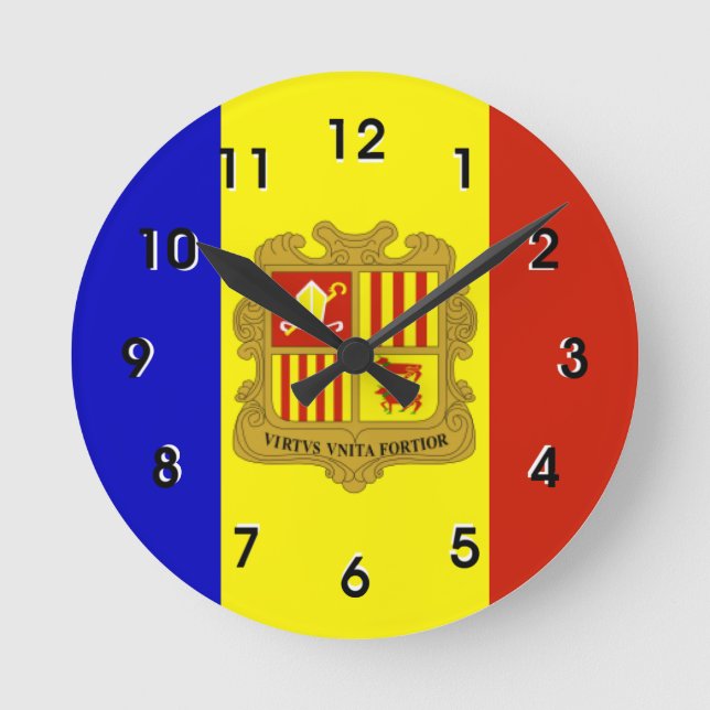 Flag of Andorra Round Clock (Front)