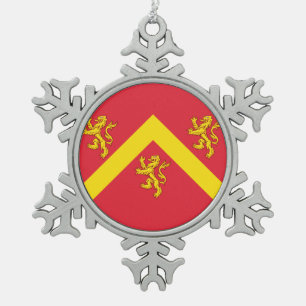 Flag of Anglesey Snowflake Pewter Christmas Ornament