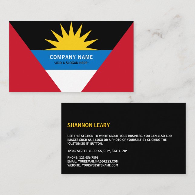 Flag of Antigua and Barbuda, Antiguan Barbudan Business Card (Front/Back)