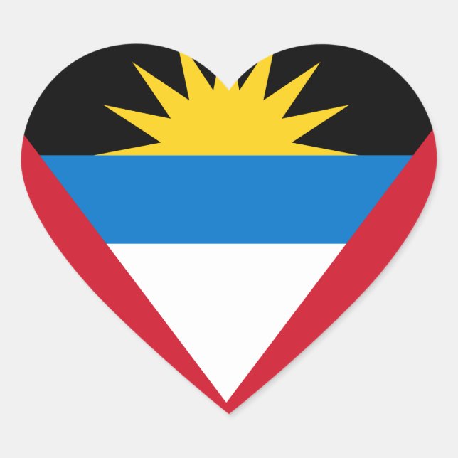 Flag of Antigua and Barbuda Heart Sticker (Front)