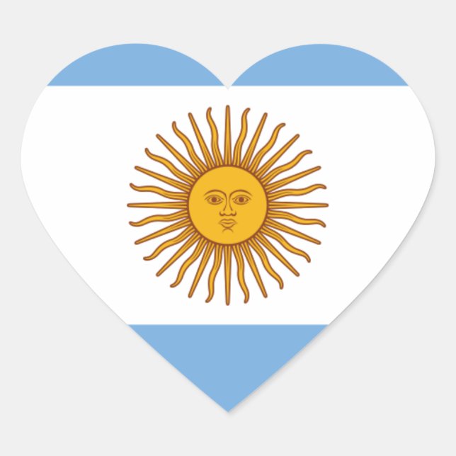 Flag of Argentina - Bandera de Argentina Heart Sticker (Front)