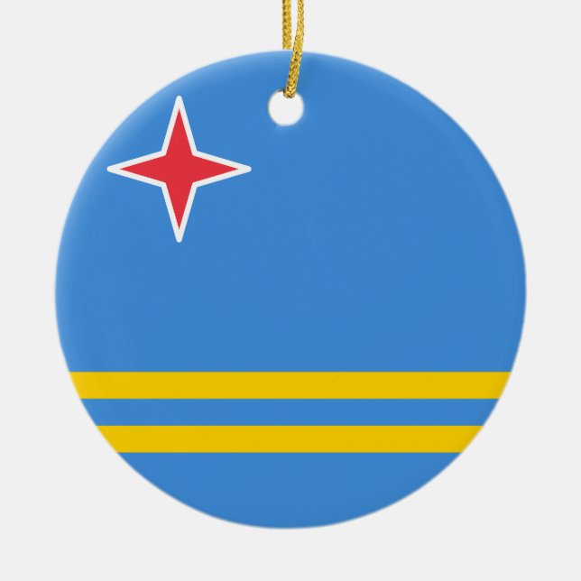 Flag of Aruba Ceramic Ornament (Front)