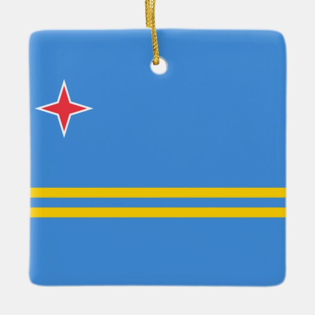 Flag of Aruba Ceramic Ornament (Front)