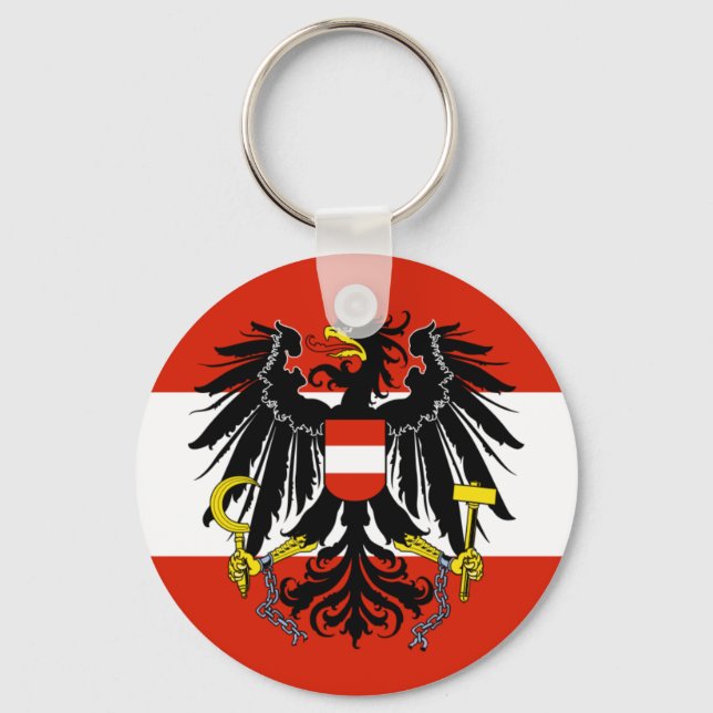 Flag of Austria with Coat of Arms Key Ring (Front)
