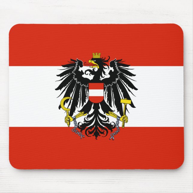 Flag of Austria with Coat of Arms Mouse Pad (Front)