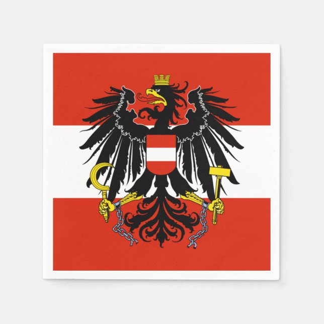 Flag of Austria with Coat of Arms Napkin (Front)