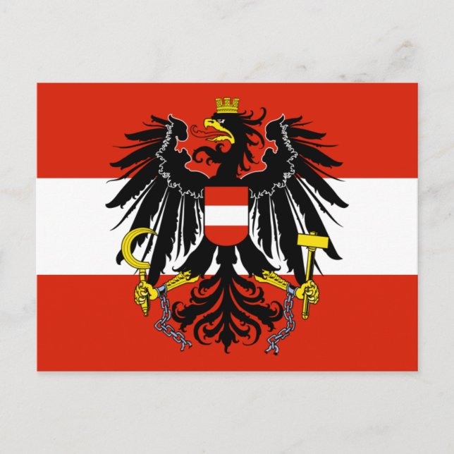 Flag of Austria with Coat of Arms Postcard (Front)
