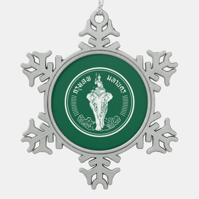 Flag of Bangkok, Thailand Snowflake Pewter Christm Snowflake Pewter Christmas Ornament (Front)