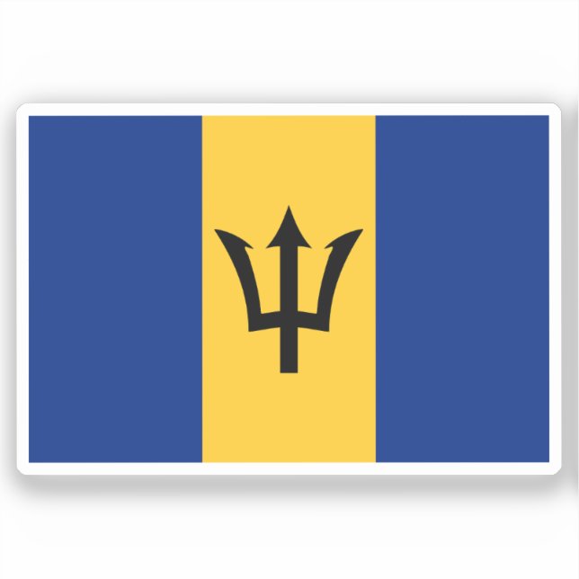 Flag of Barbados Custom-Cut Vinyl Sticker (Front)