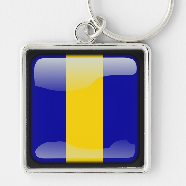 Flag of Barbados Key Ring (Front)