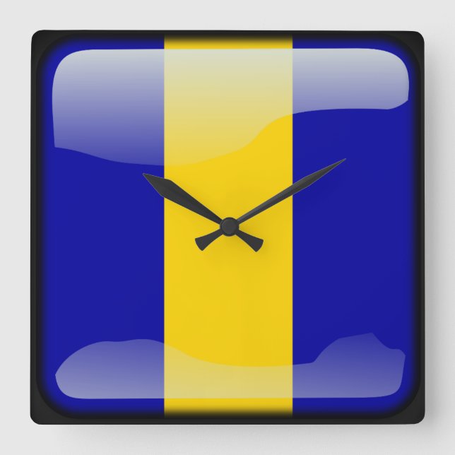 Flag of Barbados Square Wall Clock (Front)