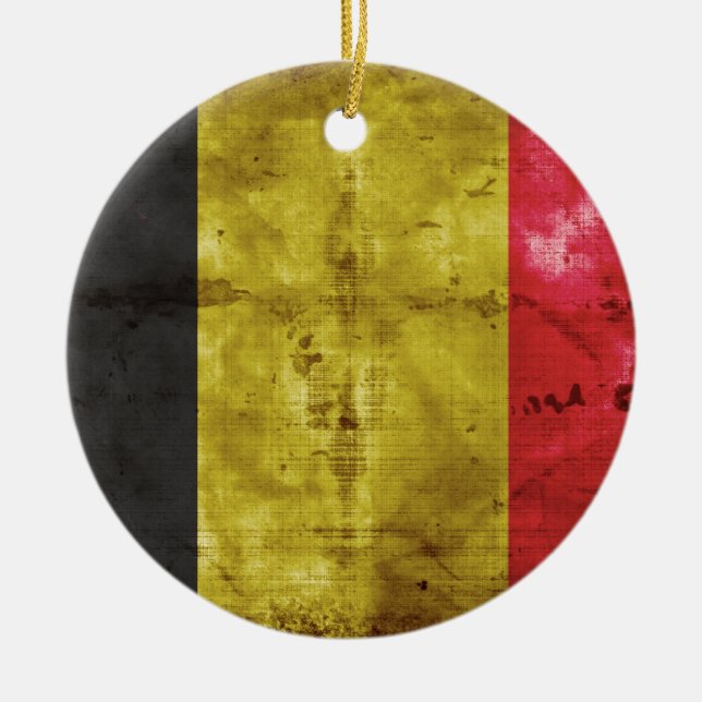 Flag of Belgium Ceramic Tree Decoration (Front)