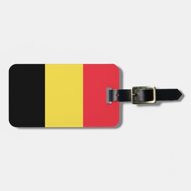 Flag of Belgium Luggage Tag w/ leather strap (Front Horizontal)
