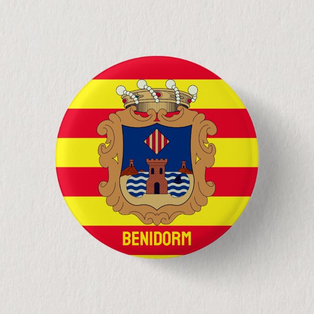 Flag of Benidorm - Comunidad Valenciana (ESP) 3 Cm Round Badge (Front)