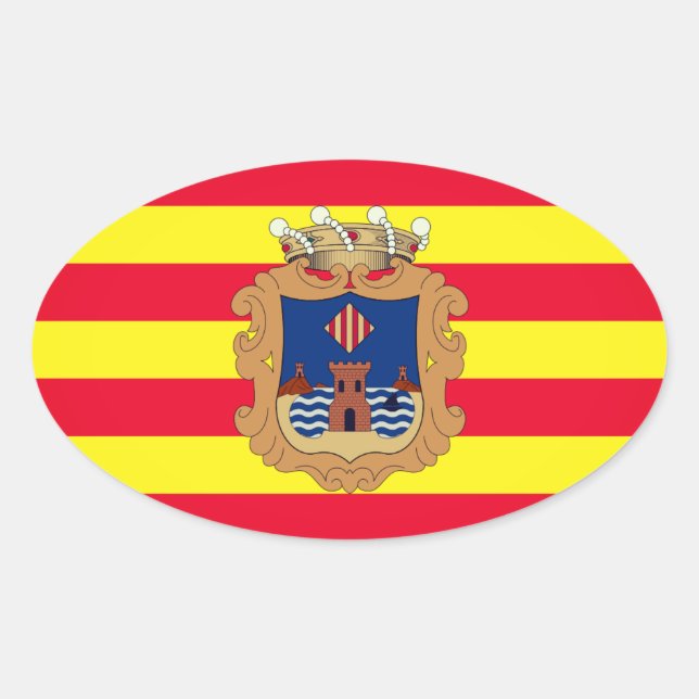 Flag of Benidorm - Comunidad Valenciana (ESP) Oval Sticker (Front)