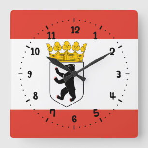 Flag of Berlin Square Wall Clock