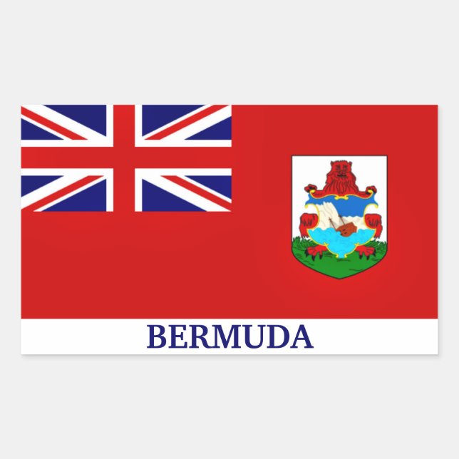 Flag of Bermuda, labelled, Rectangular Sticker (Front)
