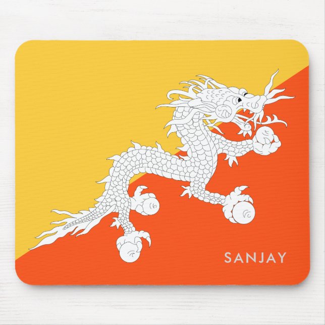 Flag of Bhutan with Your Name Mouse Pad (Front)