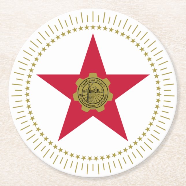 Flag of Birmingham, Alabama Round Paper Coaster (Front)
