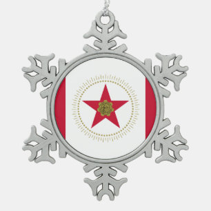Flag of Birmingham, Alabama Snowflake Pewter Chris Snowflake Pewter Christmas Ornament