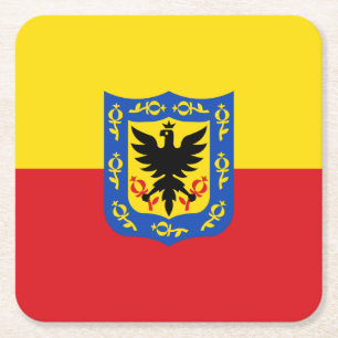 Flag of Bogota, Colombia Square Paper Coaster