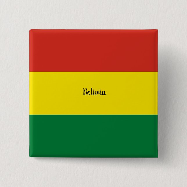 Flag of Bolivia, labelled, 15 Cm Square Badge (Front)