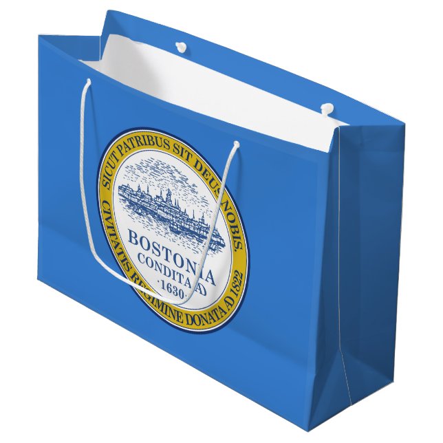 Flag of Boston, Massachusetts Large Gift Bag (Front Angled)