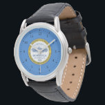 Flag of Boston, Massachusetts Watch<br><div class="desc">Watch with flag of city of Boston,  Massachusetts; light blue flag with seal of the city</div>