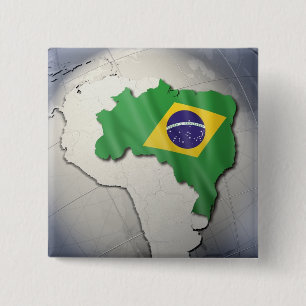 Flag of Brazil 15 Cm Square Badge