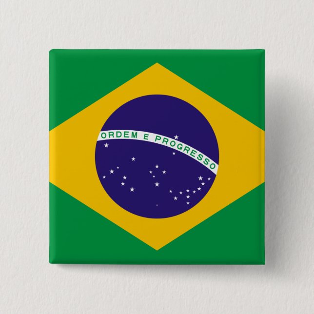 Flag of Brazil 15 Cm Square Badge (Front)